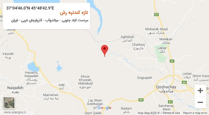 روستای تازه کندتپه رش بر روی نقشه