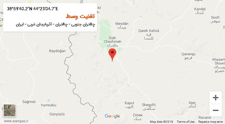 روستای تغنیت وسط بر روی نقشه
