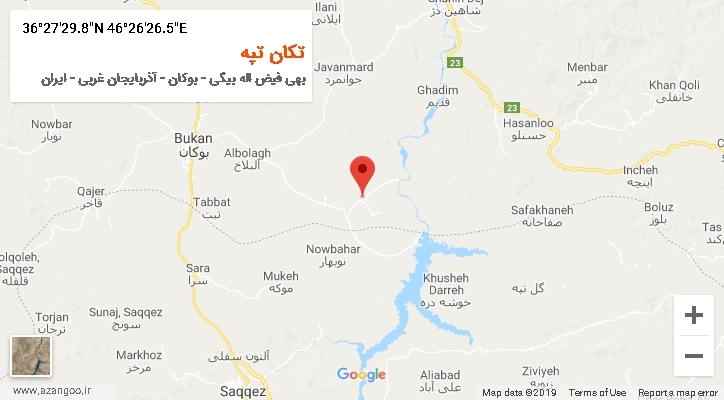 روستای تکان تپه بر روی نقشه