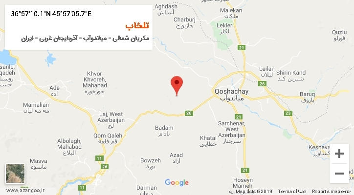 روستای تلخاب بر روی نقشه