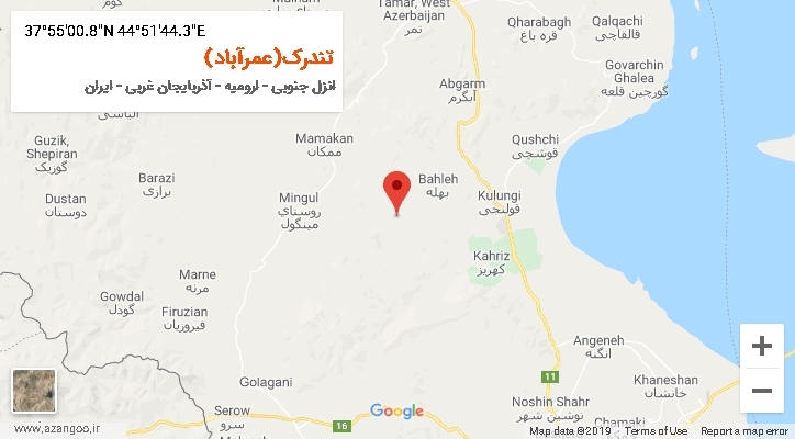 روستای تندرک(عمرآباد) بر روی نقشه