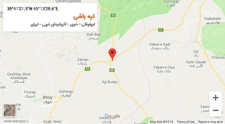 روستای تپه باشی بر روی نقشه