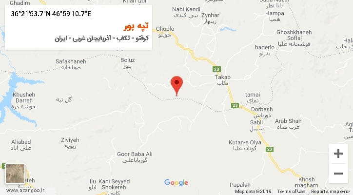 روستای تپه بور بر روی نقشه