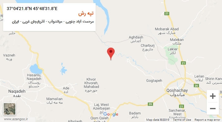 روستای تپه رش بر روی نقشه