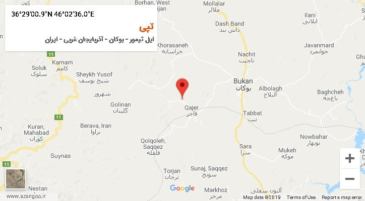 روستای تپی بر روی نقشه