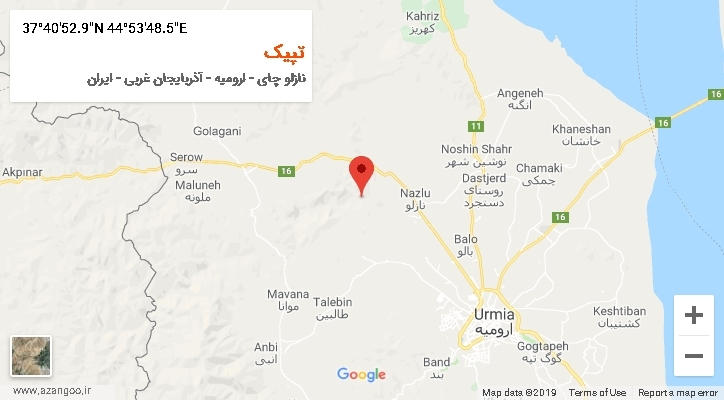 روستای تپیک بر روی نقشه
