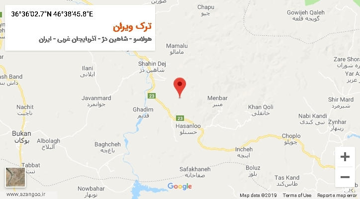 روستای ترک ویران بر روی نقشه