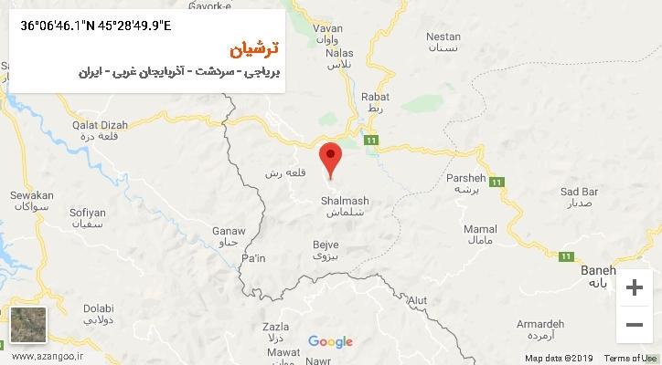 روستای ترشیان بر روی نقشه