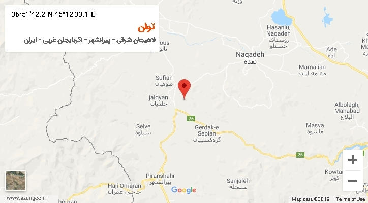 روستای توان بر روی نقشه