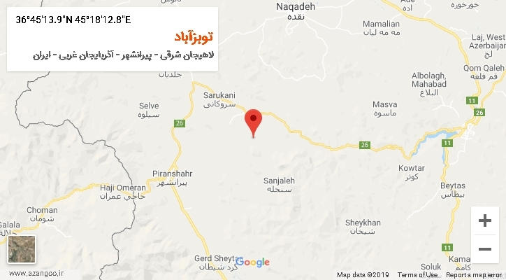 روستای توبزآباد بر روی نقشه
