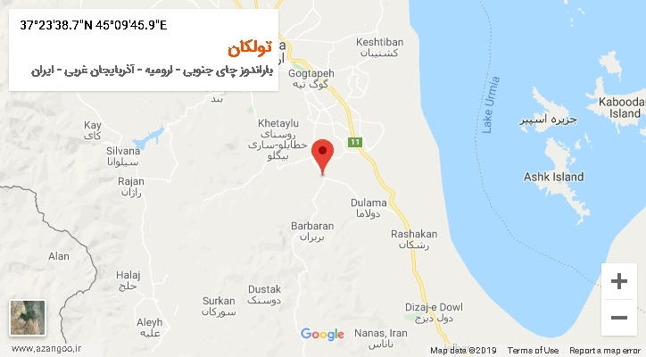 روستای تولکان بر روی نقشه