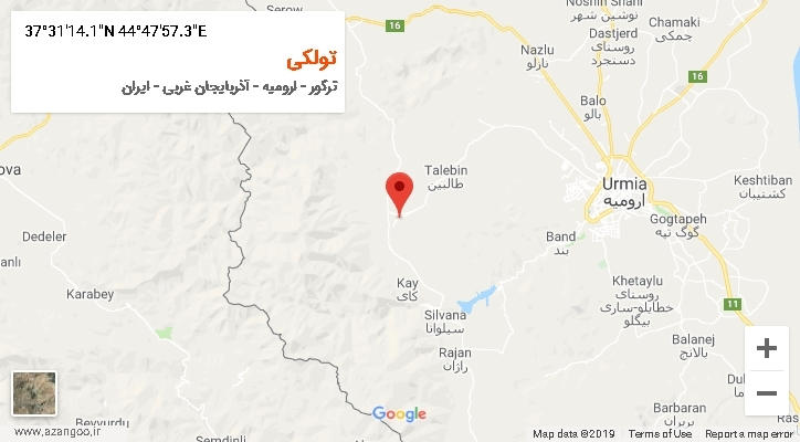 روستای تولکی بر روی نقشه