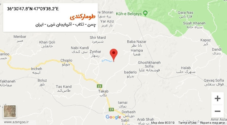 روستای طومارکندی بر روی نقشه