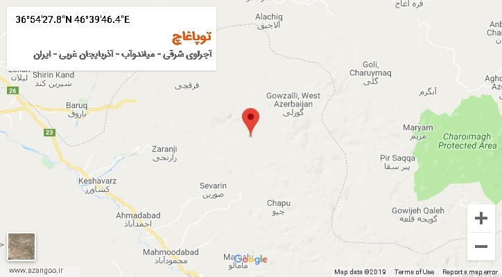 روستای توپاغاچ بر روی نقشه
