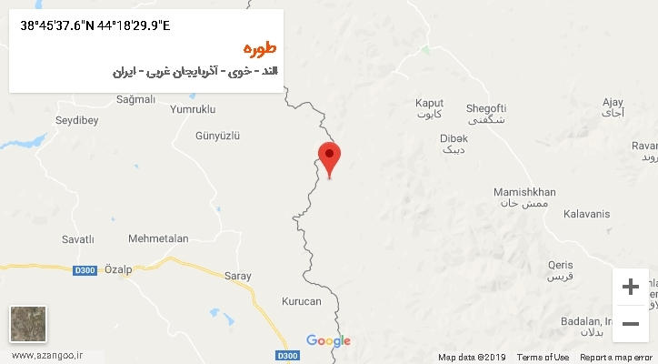 روستای طوره بر روی نقشه
