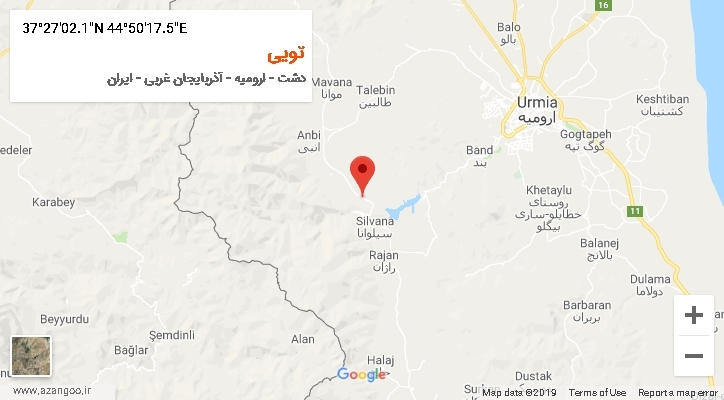 روستای تویی بر روی نقشه