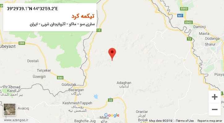روستای تیکمه کرد بر روی نقشه
