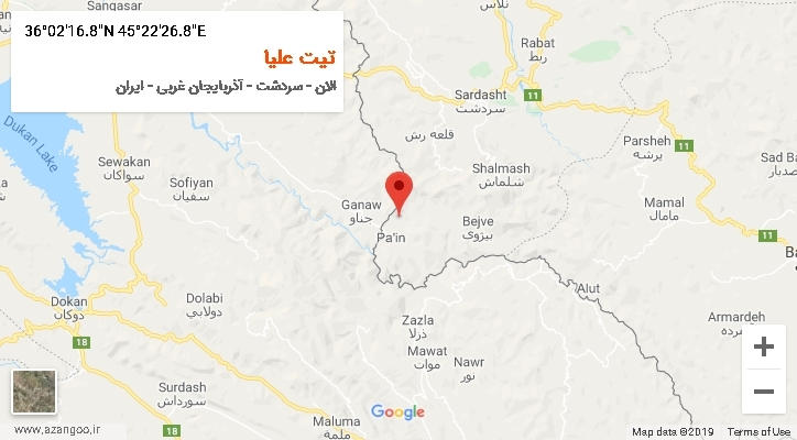 روستای تیت علیا بر روی نقشه