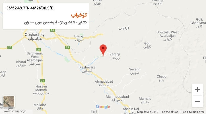 روستای تزخراب بر روی نقشه
