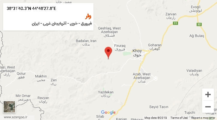 روستای وار بر روی نقشه