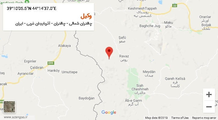 روستای وکیل بر روی نقشه