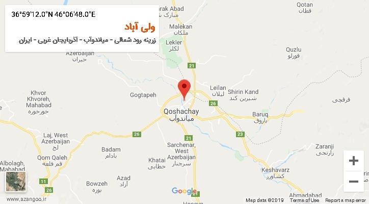 روستای ولی آباد بر روی نقشه