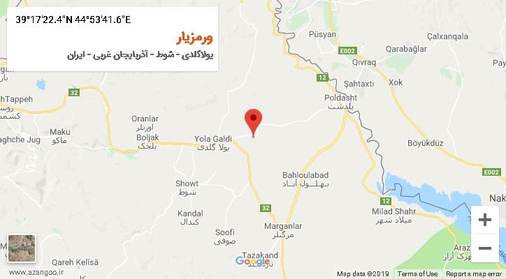 روستای ورمزیار بر روی نقشه