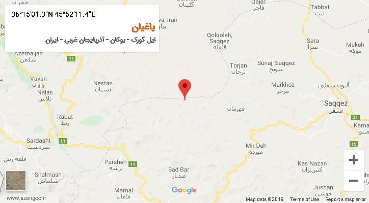 روستای یاغیان بر روی نقشه