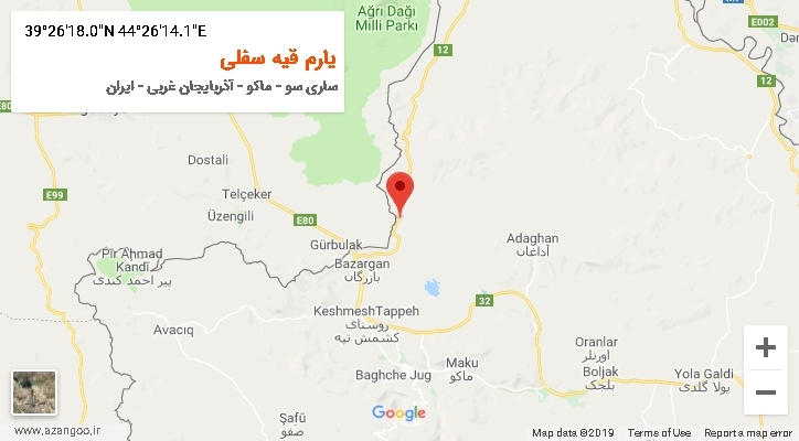 روستای یارم قیه سفلی بر روی نقشه