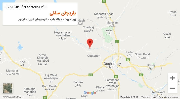 روستای یاریجان سفلی بر روی نقشه