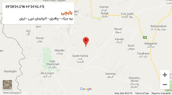 روستای یایچی بر روی نقشه
