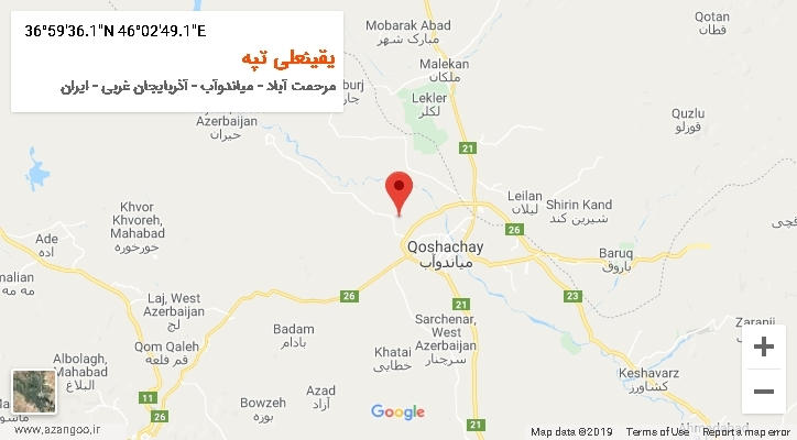 روستای یقینعلی تپه بر روی نقشه
