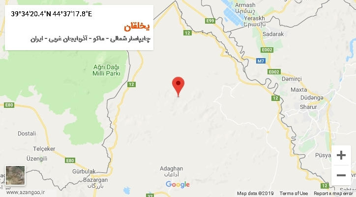 روستای یخلقان بر روی نقشه