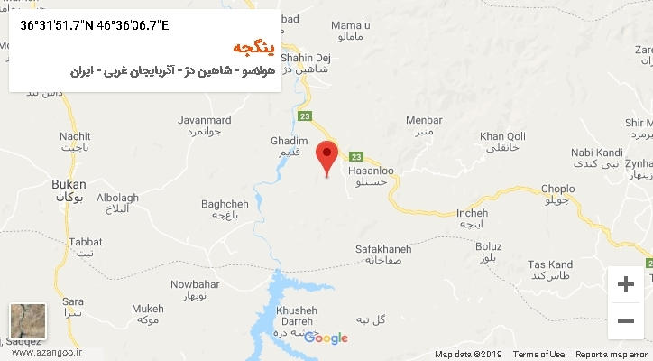 روستای ینگجه بر روی نقشه