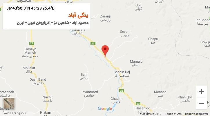 روستای ینگی آباد بر روی نقشه