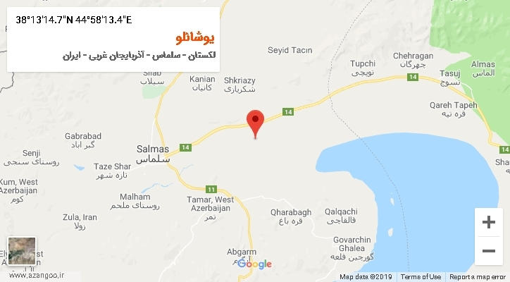 روستای یوشانلو بر روی نقشه