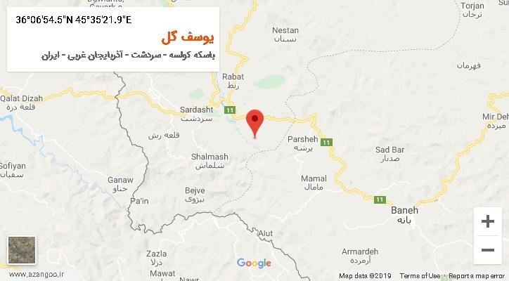 روستای یوسف گل بر روی نقشه