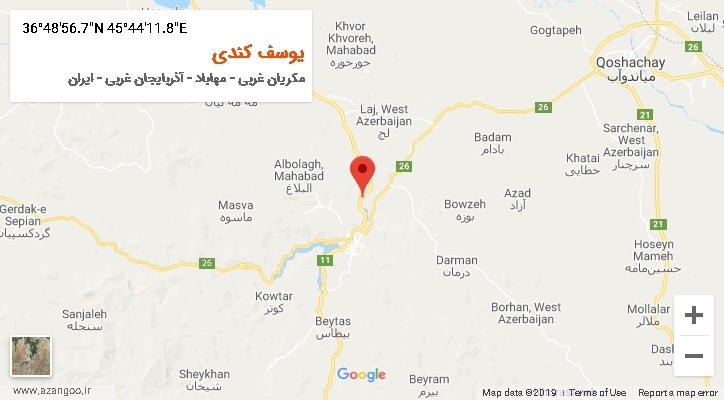 روستای یوسف کندی بر روی نقشه