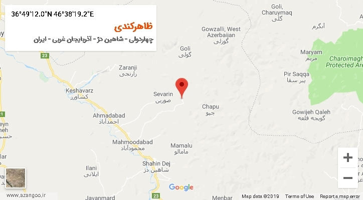 روستای ظاهرکندی بر روی نقشه