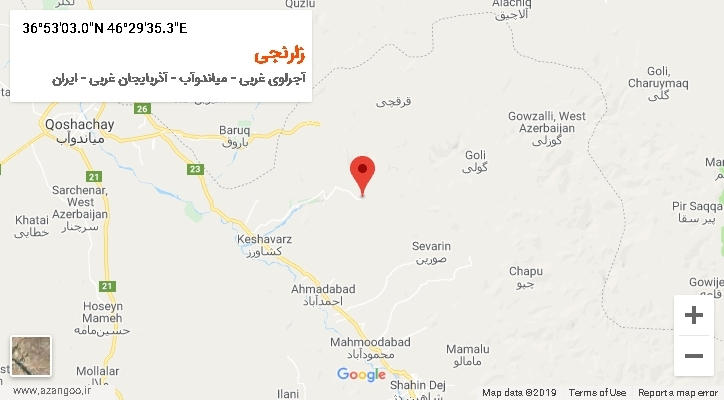 روستای زارنجی بر روی نقشه