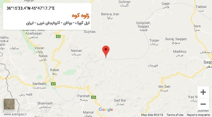 روستای زاوه کوه بر روی نقشه
