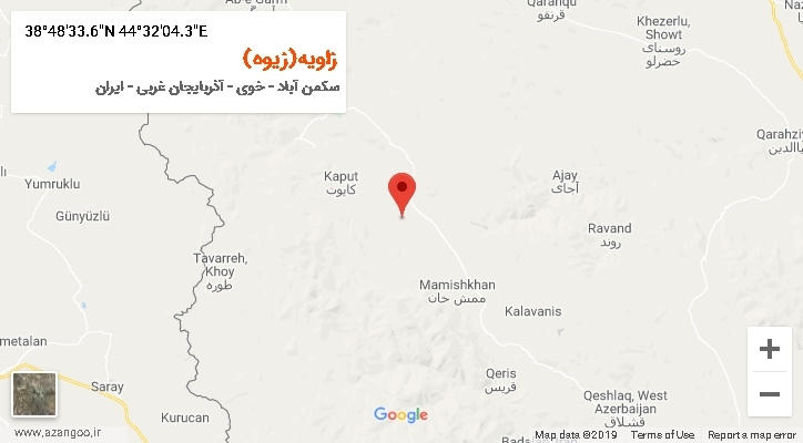 روستای زاویه(زیوه) بر روی نقشه
