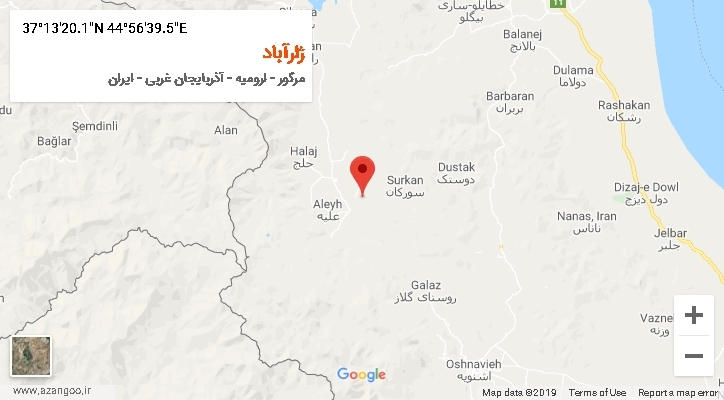 روستای ژارآباد بر روی نقشه