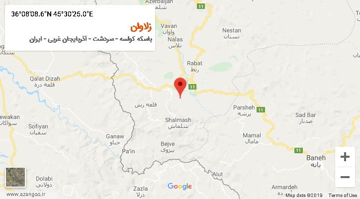 روستای زلاوان بر روی نقشه