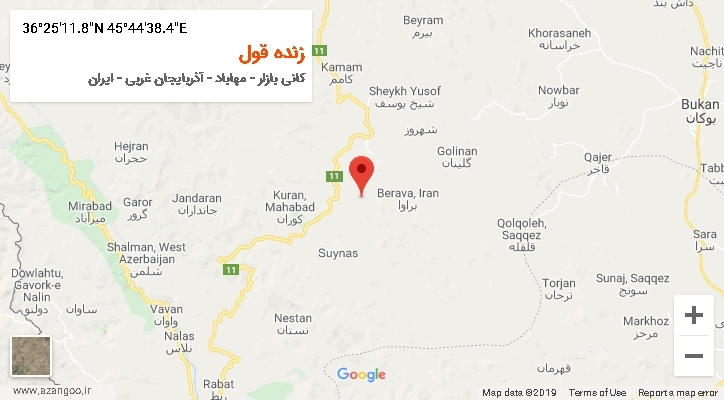 روستای زنده قول بر روی نقشه