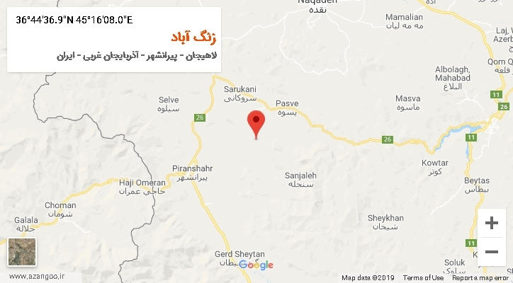 روستای زنگ آباد بر روی نقشه