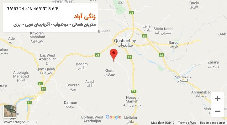 روستای زنگی آباد بر روی نقشه