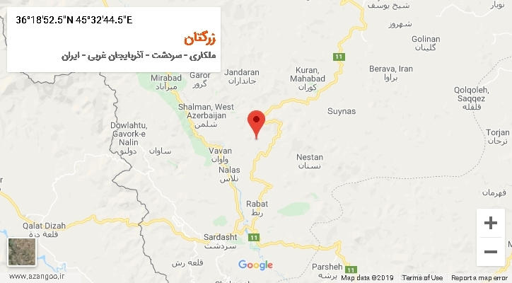 روستای زرگتان بر روی نقشه