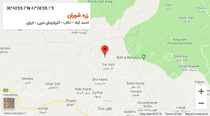 روستای زره شوران بر روی نقشه