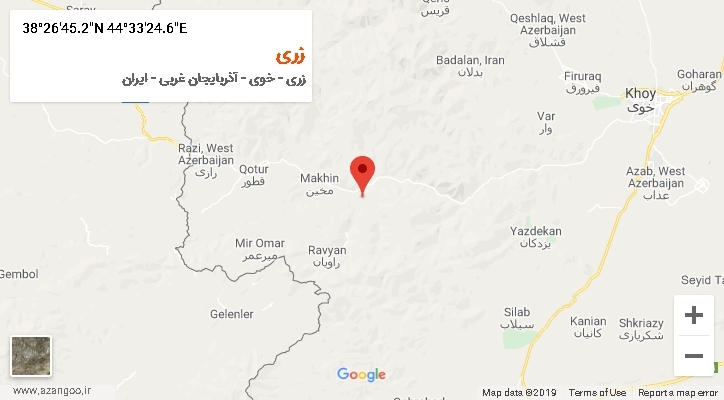 روستای زری بر روی نقشه